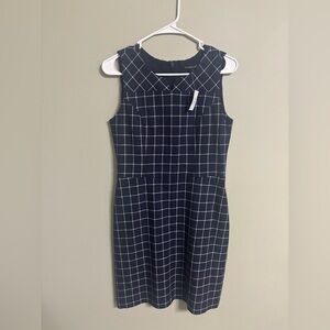 41 Hawthorn Wendy Knit Dress Size 4 Navy Blue White Windowpane Stretch New